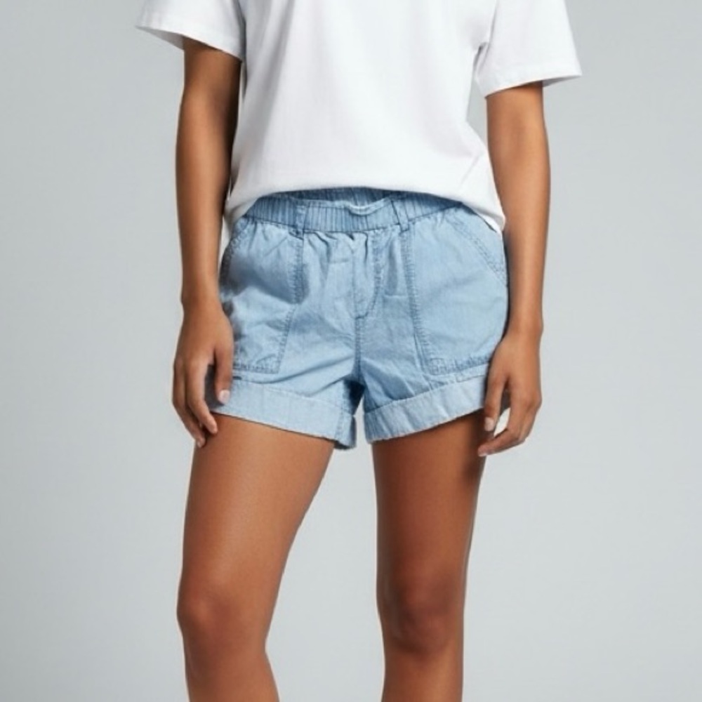aerie Chambray Lyocell Cuffed Shorts